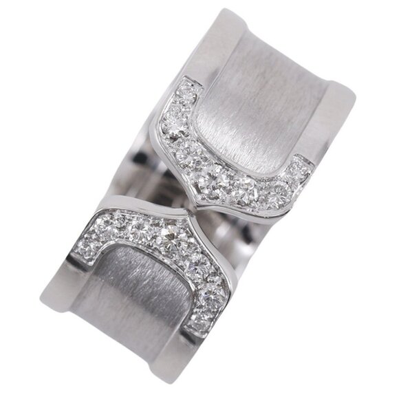 CARTIER C2 Ring K18 white gold/diamond #6.6(US Size) 13.1g Women - Picture 1 of 7